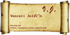 Veszeli Jolán névjegykártya